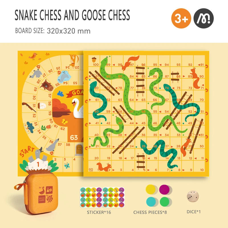 Portable 2-in-1 Animal Board Game Set for Kids