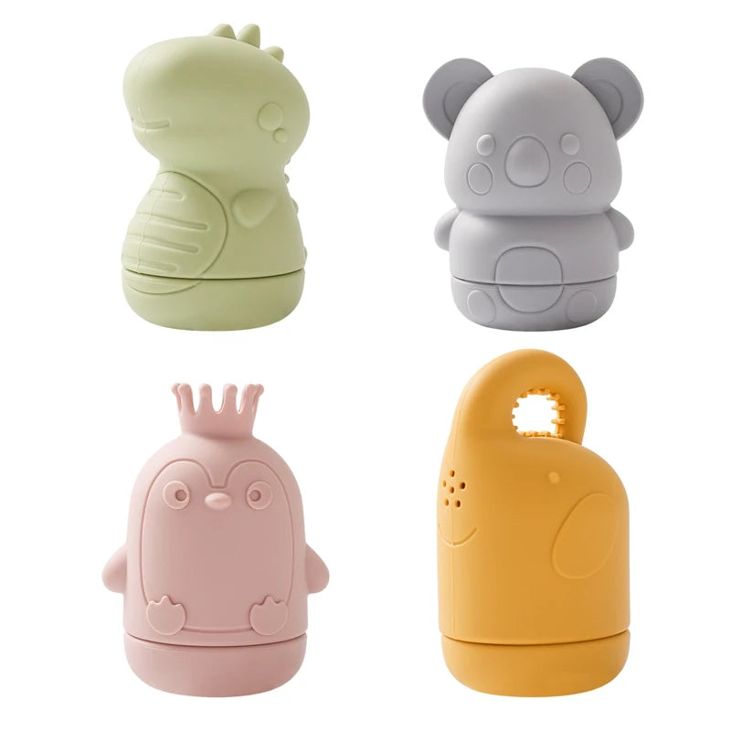Silicone Animal Water Spraying Bath Toy Set