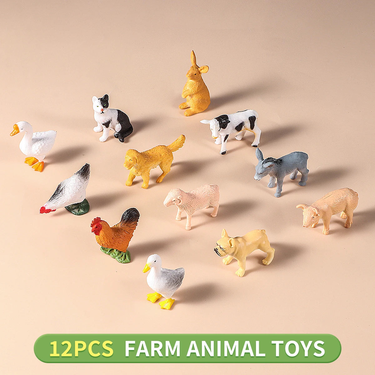 12 Piece Farm and Wild Animal Figure Playset