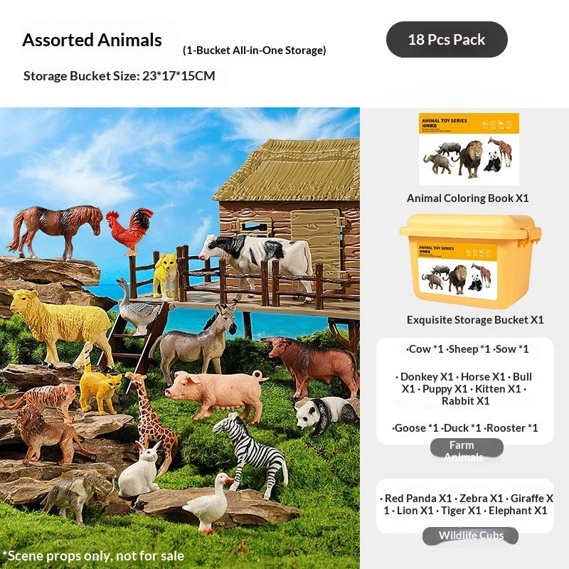 Realistic Farm and Wild Animal Figure Set