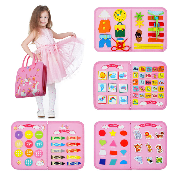 Montessori Busy Board Travel Book for Toddlers Ages 3 to 6