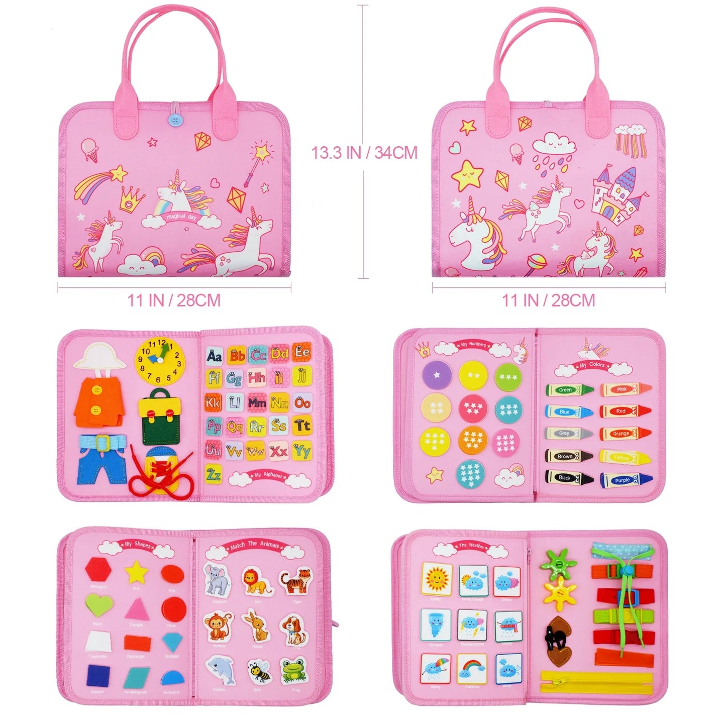 Montessori Busy Board Travel Book for Toddlers Ages 3 to 6