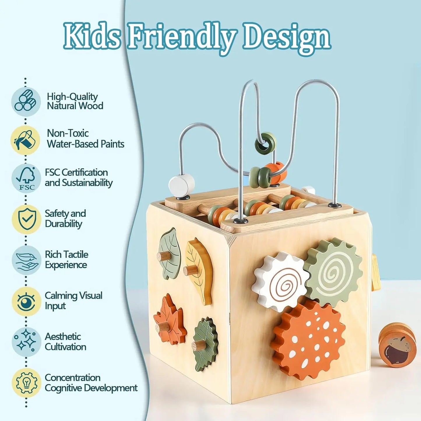 6-in-1 Activity Cube with Bead Maze and Shape Sorter