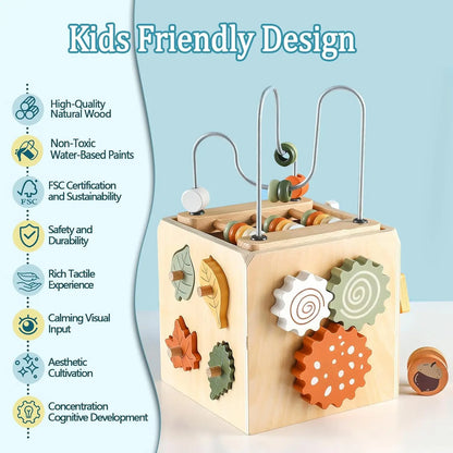 6-in-1 Activity Cube with Bead Maze and Shape Sorter