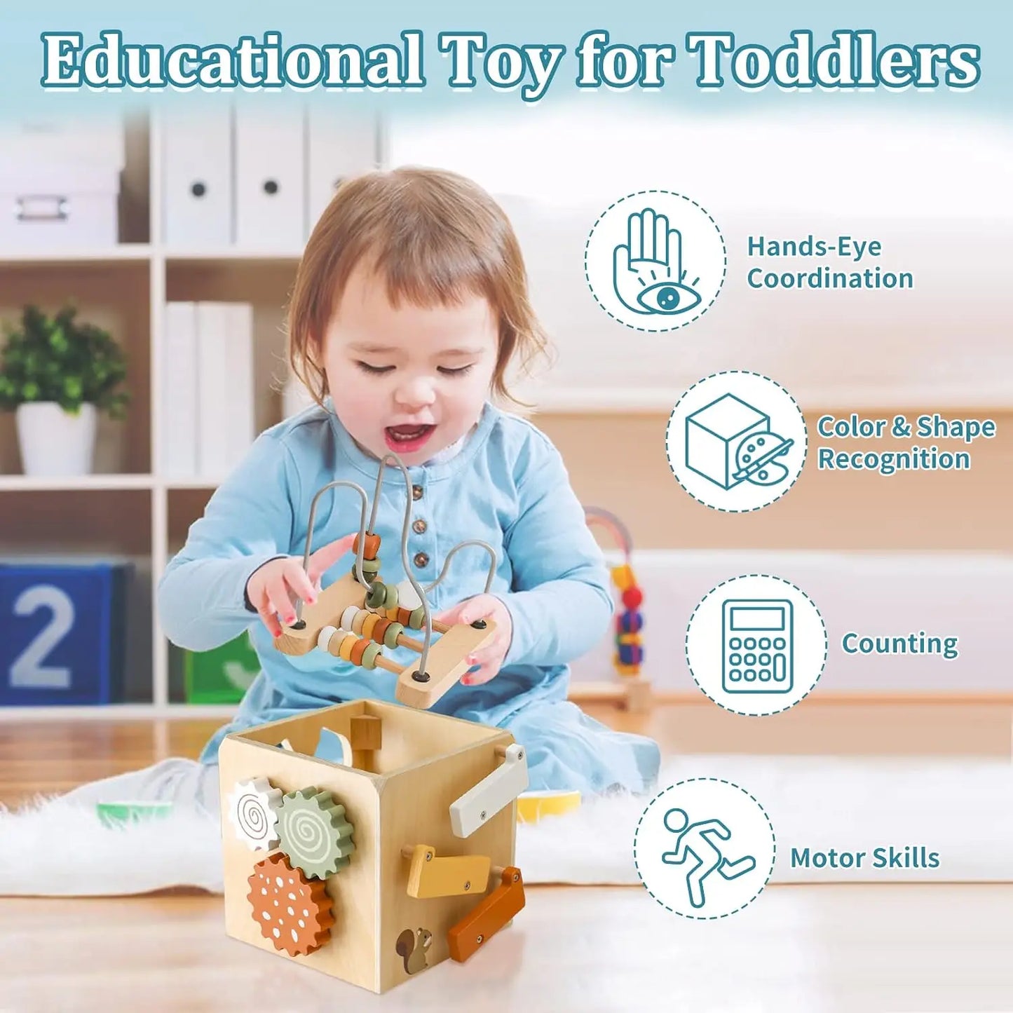 6-in-1 Activity Cube with Bead Maze and Shape Sorter