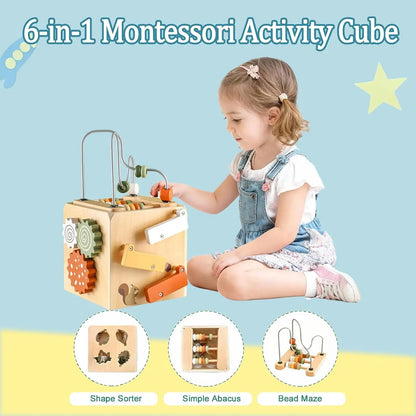 6-in-1 Activity Cube with Bead Maze and Shape Sorter