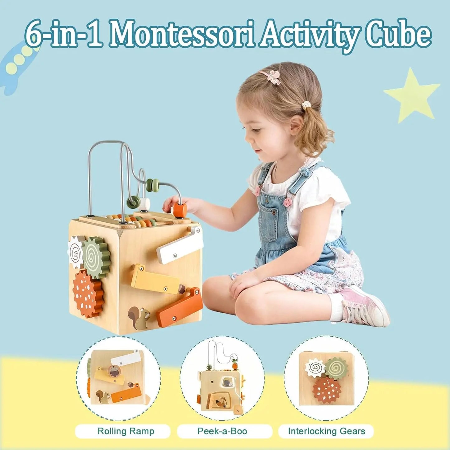 6-in-1 Activity Cube with Bead Maze and Shape Sorter