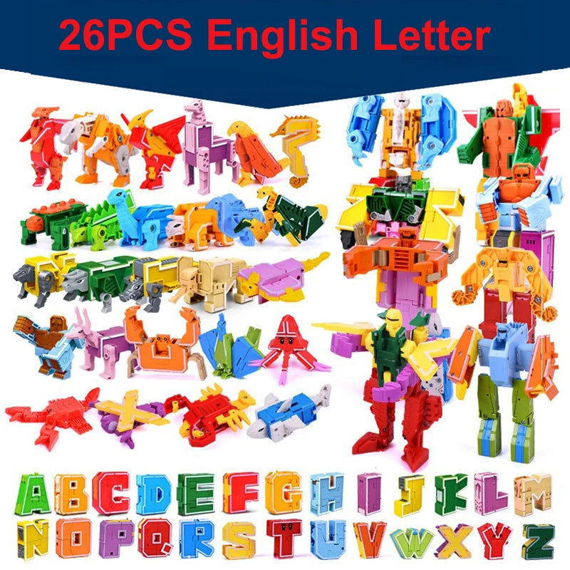 26 Piece Alphabet Transforming Robot Toy Set
