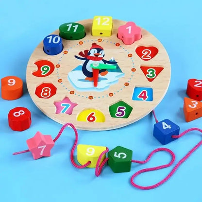 Wooden Number and Time Learning Clock Puzzle for Kids