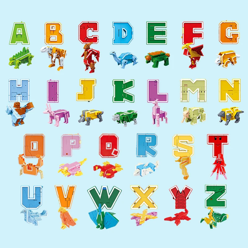 26 Piece Alphabet Transforming Robot Toy Set