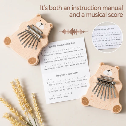 Wooden Bear Thumb Piano Musical Toy for Kids