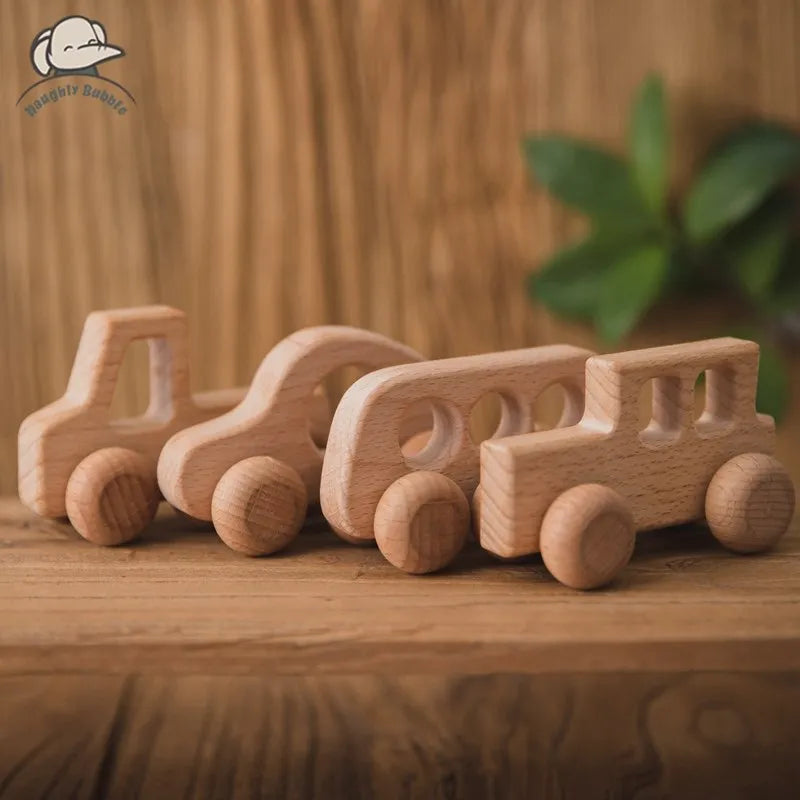 Wooden Push Along Vehicle Toy for Kids Ages 3 Plus