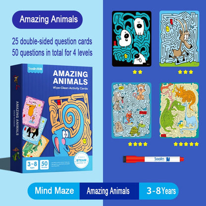 Wipe Clean Maze Activity Card Set for Kids