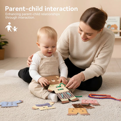 Wooden Bear Threading and Dress Up Activity Set