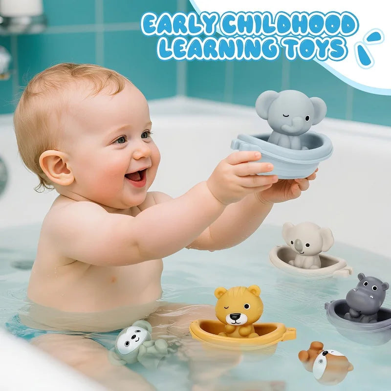 Stackable Floating Boat and Animal Bath Toy Set