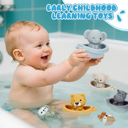 Stackable Floating Boat and Animal Bath Toy Set