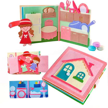 Montessori Sensory Quiet Felt Book Doll House Activity Book for Kids