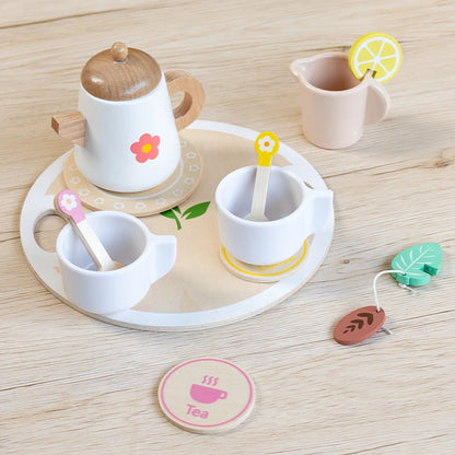 Wooden Pretend-Play Tea Set for Kids Ages 3+
