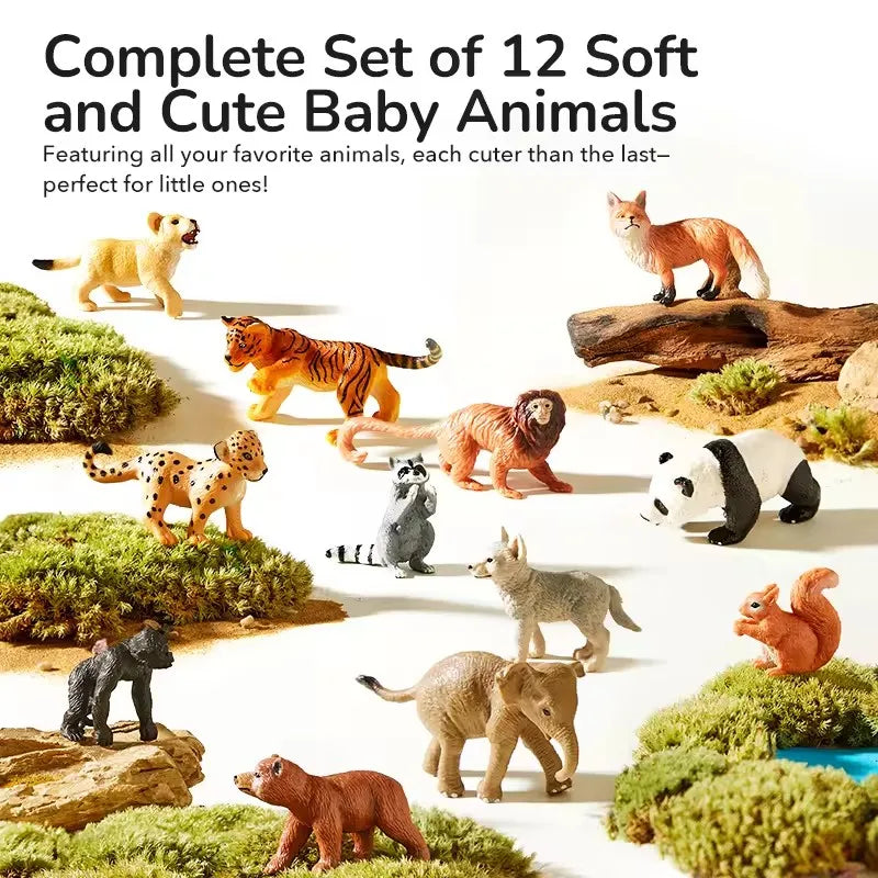 12 Piece Wild Animal Figure Set for Kids