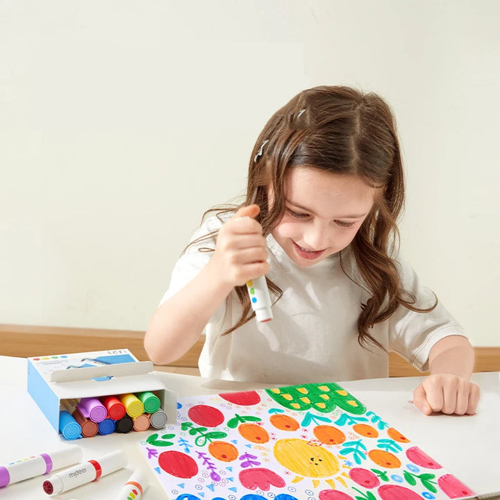 Round-Tip Stamper Marker Set for Kids – 6 or 12 Colors