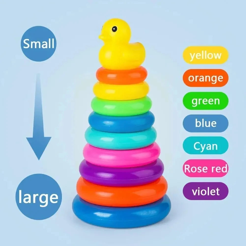 Rainbow Duck Ring Stacking Tower for Kids