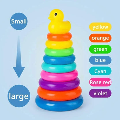Rainbow Duck Ring Stacking Tower for Kids