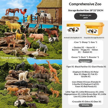 Realistic Farm and Wild Animal Figure Set