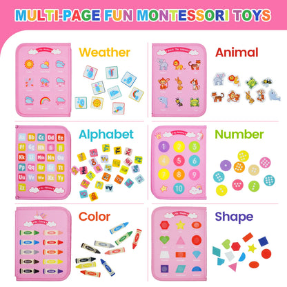 Montessori Busy Board Travel Book for Toddlers Ages 3 to 6