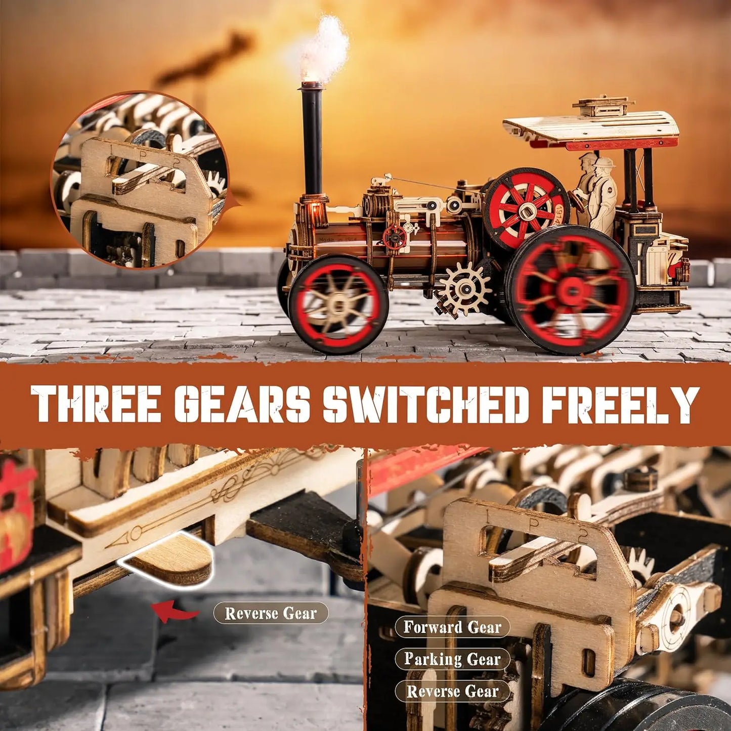 Robotime 469 Piece Mechanical Steam Locomotive 3D Wooden Puzzle