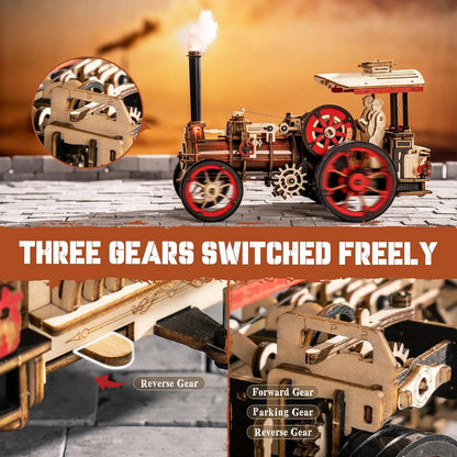 Robotime 469 Piece Mechanical Steam Locomotive 3D Wooden Puzzle