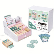 Wooden Cash Register Pretend Play Set for Kids