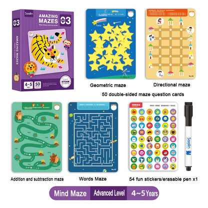 Wipe Clean Maze Activity Card Set for Kids