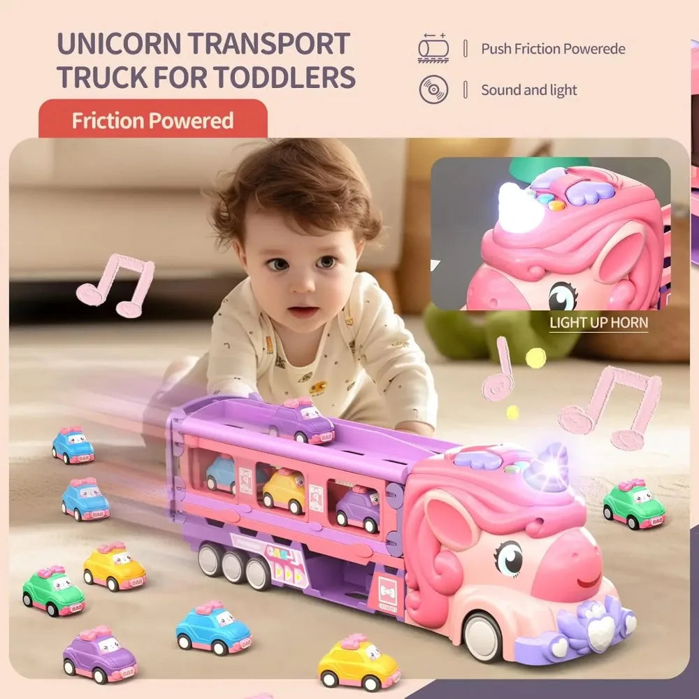 Foldable Car Carrier Race Track Set for Kids