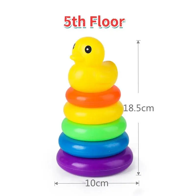 Rainbow Duck Ring Stacking Tower for Kids