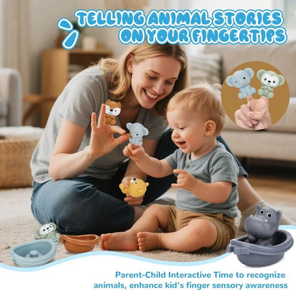 Stackable Floating Boat and Animal Bath Toy Set