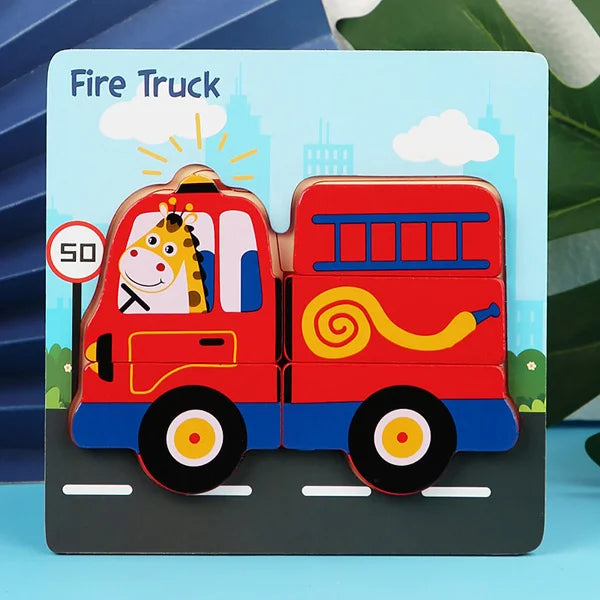 Wooden Animal and Vehicle Chunky Puzzle for Kids