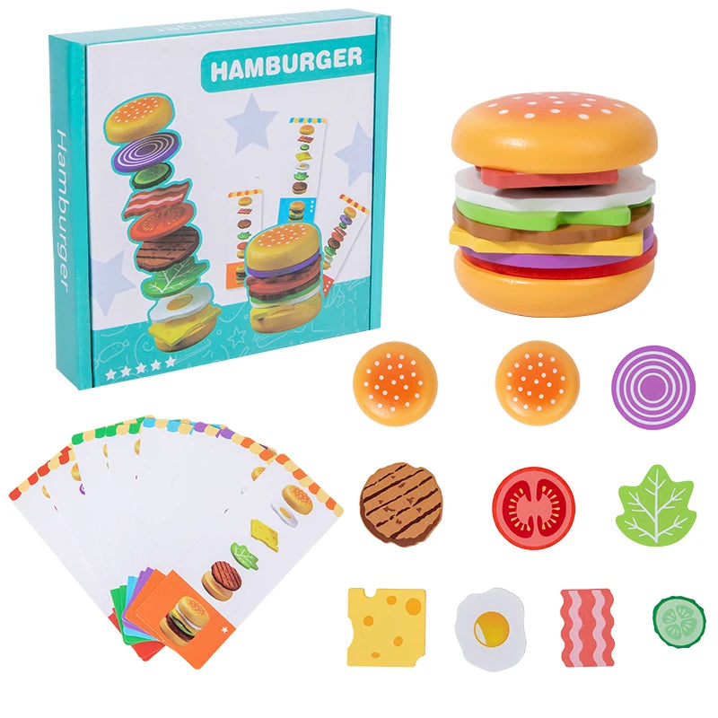 Hamburger Matching and Stacking Pretend Play Set