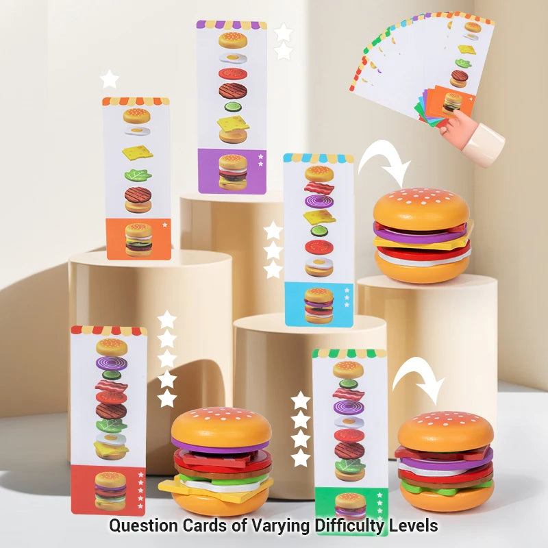 Hamburger Matching and Stacking Pretend Play Set