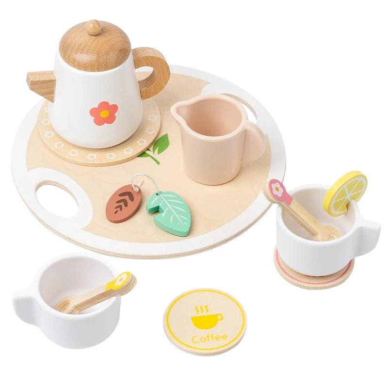 Wooden Pretend-Play Tea Set for Kids Ages 3+