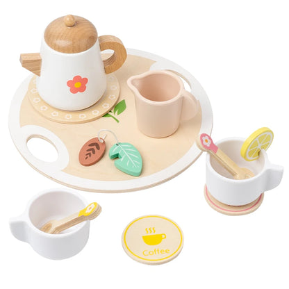 Wooden Pretend-Play Tea Set for Kids Ages 3+
