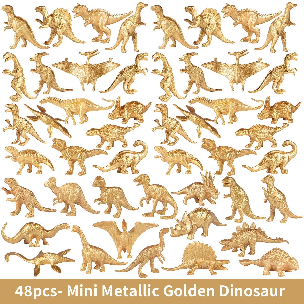 48 Piece Golden Dinosaur Figure Set