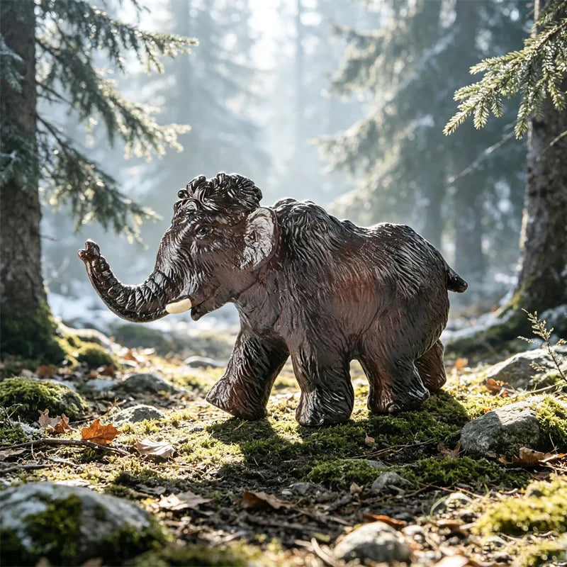Realistic Woolly Mammoth and Elephant Animal Figure