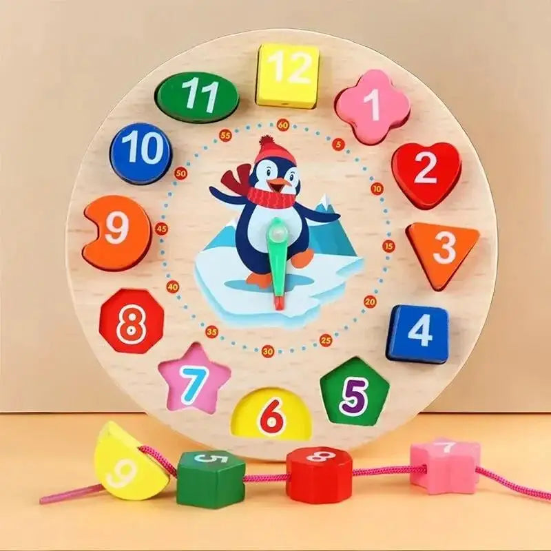 Wooden Number and Time Learning Clock Puzzle for Kids