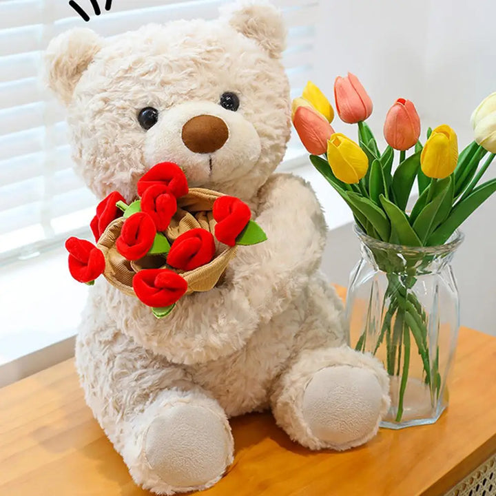 Rose Bouquet Teddy Bear Plush Toy