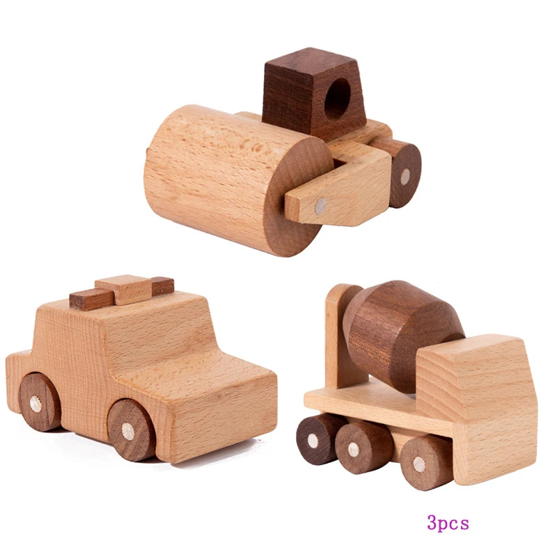 Wooden Construction Vehicle Toy Set for Kids