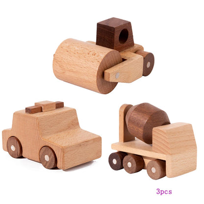Wooden Construction Vehicle Toy Set for Kids