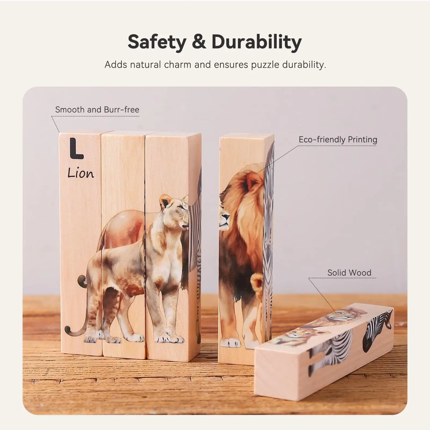 4 in 1 Wooden Safari Animal Puzzle for Kids