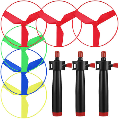 10 Piece Pull String Flying Propeller Toy Set