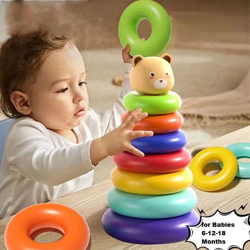 Rainbow Duck Ring Stacking Tower for Kids