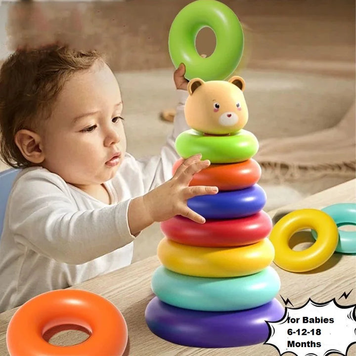 Rainbow Duck Ring Stacking Tower for Kids